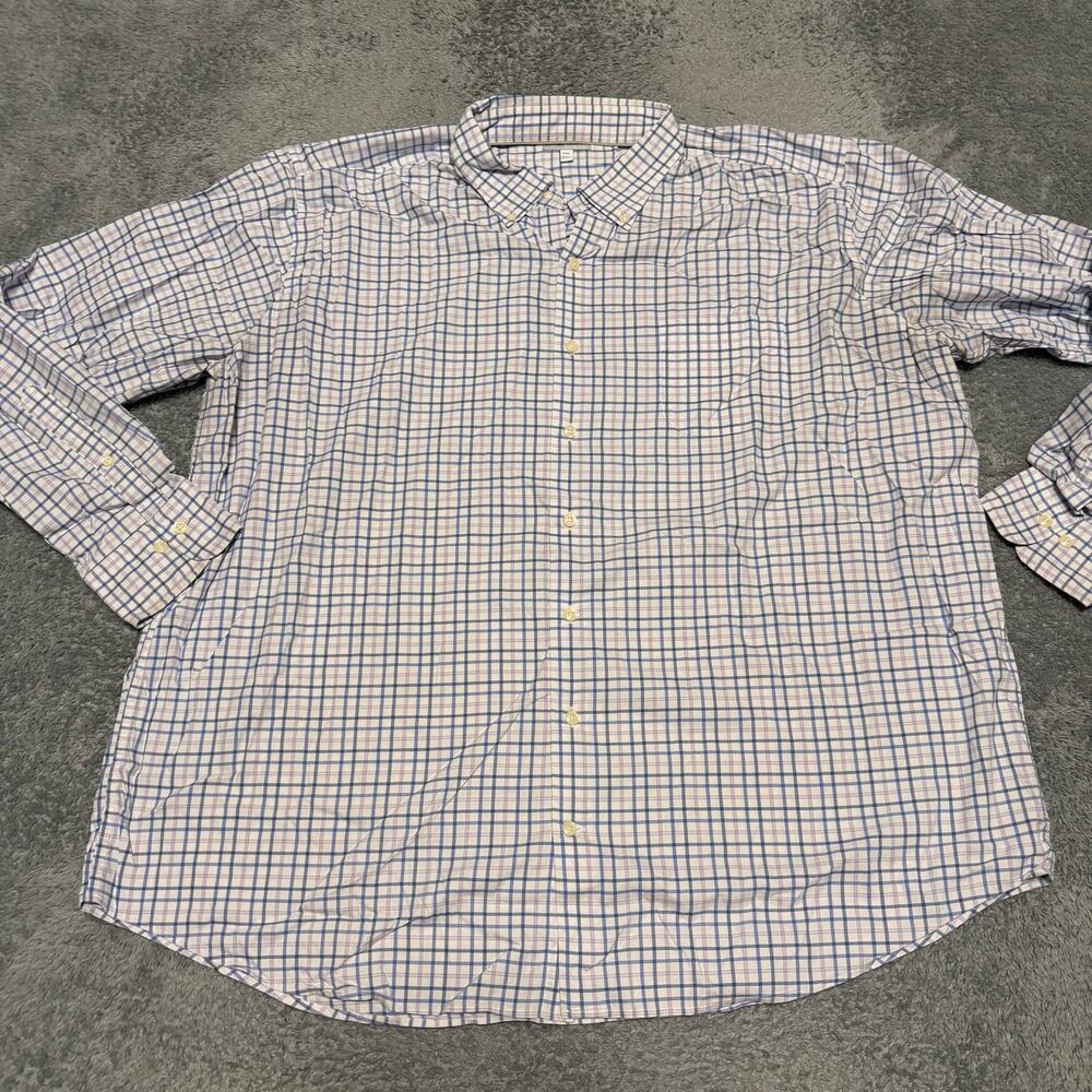 Peter Millar Shirt Mens XXL Plaid Long Sleeve Button Performance Blue Purple